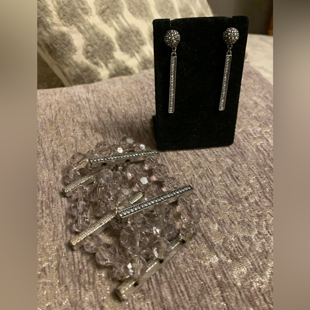 Drop Earrings and Bracelet Set, Great Condition, No Missing Stones